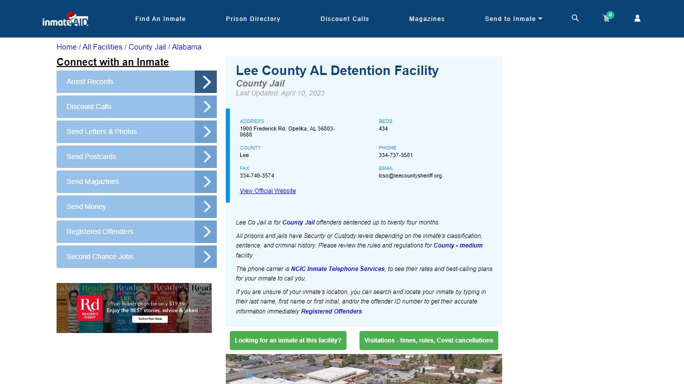 Lee County AL Detention Facility - Inmate Locator - Opelika, AL